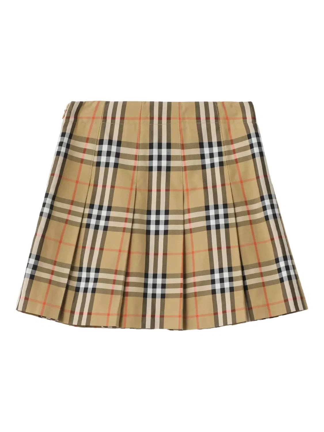 Плиссированная юбка в клетку из хлопкового твила Burberry, нейтральный