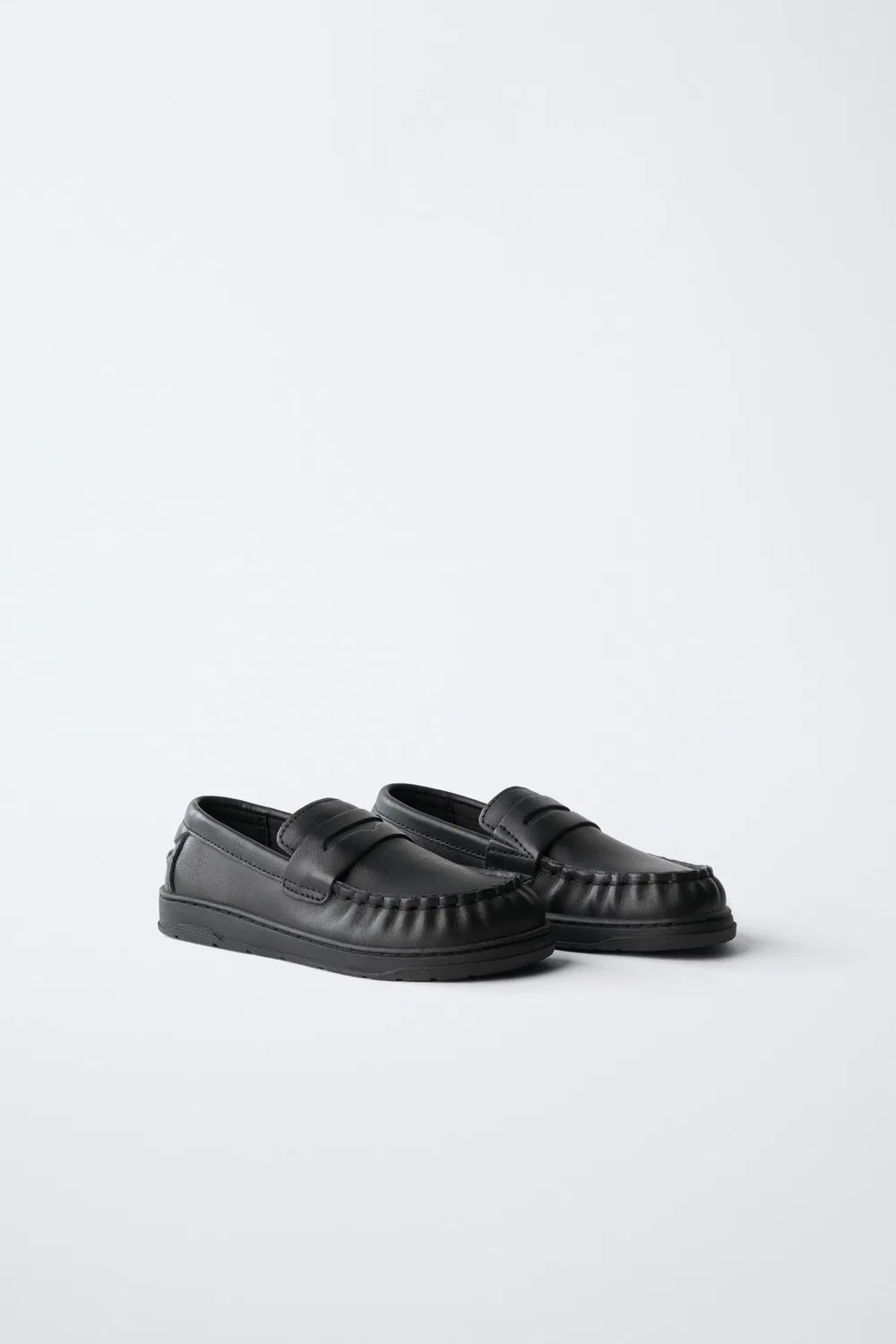 Кожаные лоферы с эффектом босой ноги ZARA, Black — фото 2