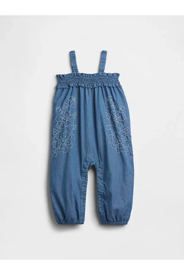 Детский комбинезон для девочек с принтом Smocked Jumpsuit Gap, Blue-001