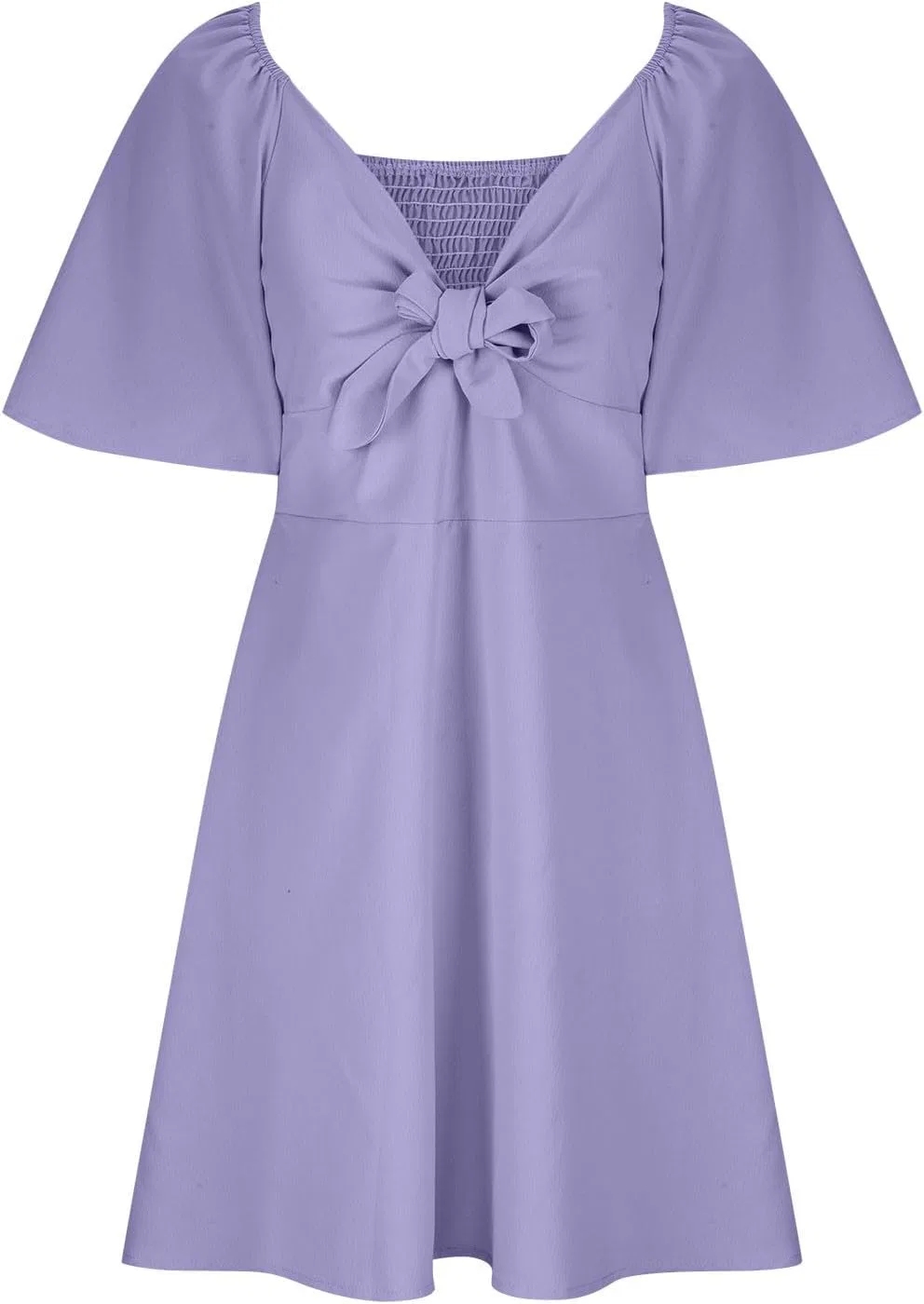 Женское летнее платье с V-образным вырезом и бантом, A-line, Purple — фото 3