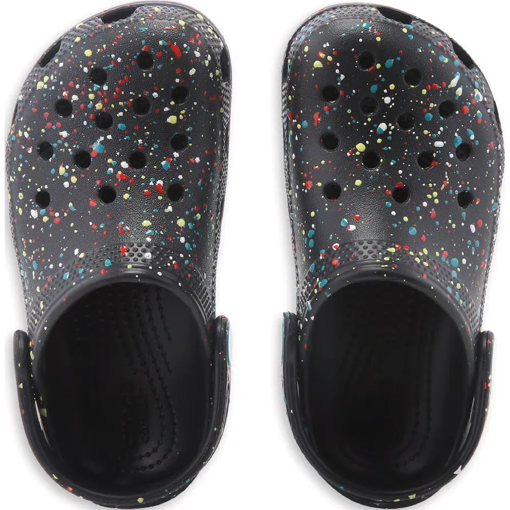 Детские классические сабо с графическим рисунком Crocs, Black Multi — фото 4