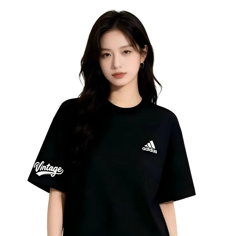 Футболка Crew Neck Moderate Straight Fit, Adidas, Black — фото 4