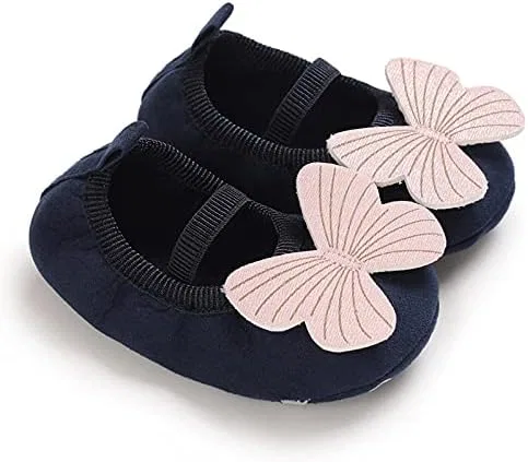 Детские туфли Мэри Джейн для девочек с принтом бабочки Purepips, Navy Blue