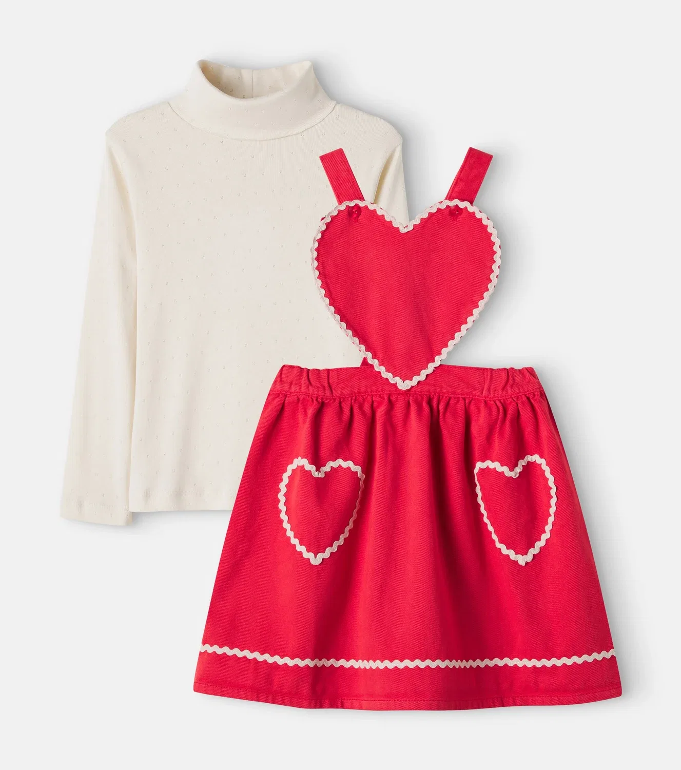 Комплект из топа и платья из хлопка Sweet Apple Denim Zigzag Bebe Organic, коричневый — фото 4