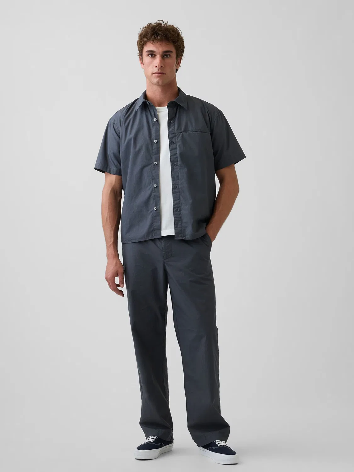 Брюки свободные из поплина Gap, синие