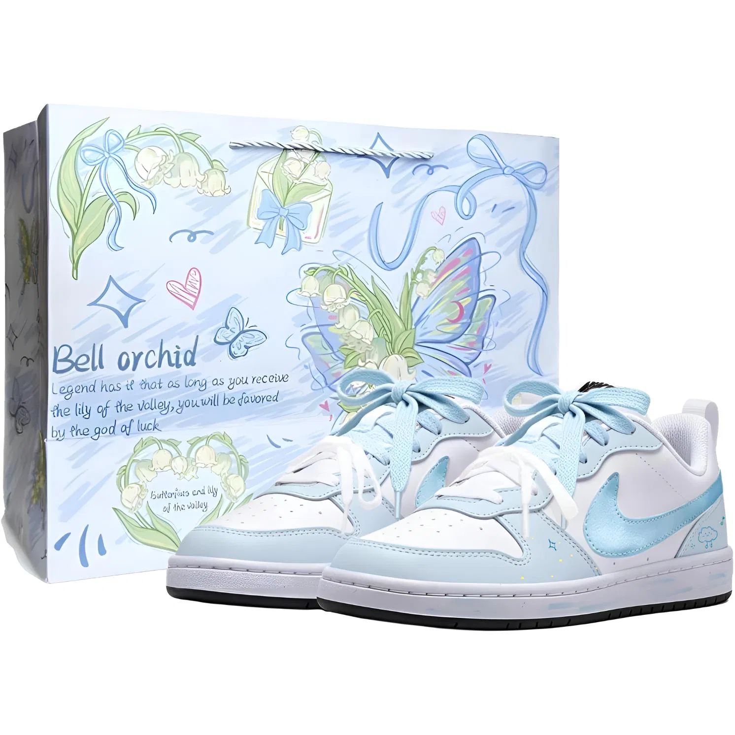 Детские кроссовки для скейтбординга с принтом Court Borough White Blue Nike