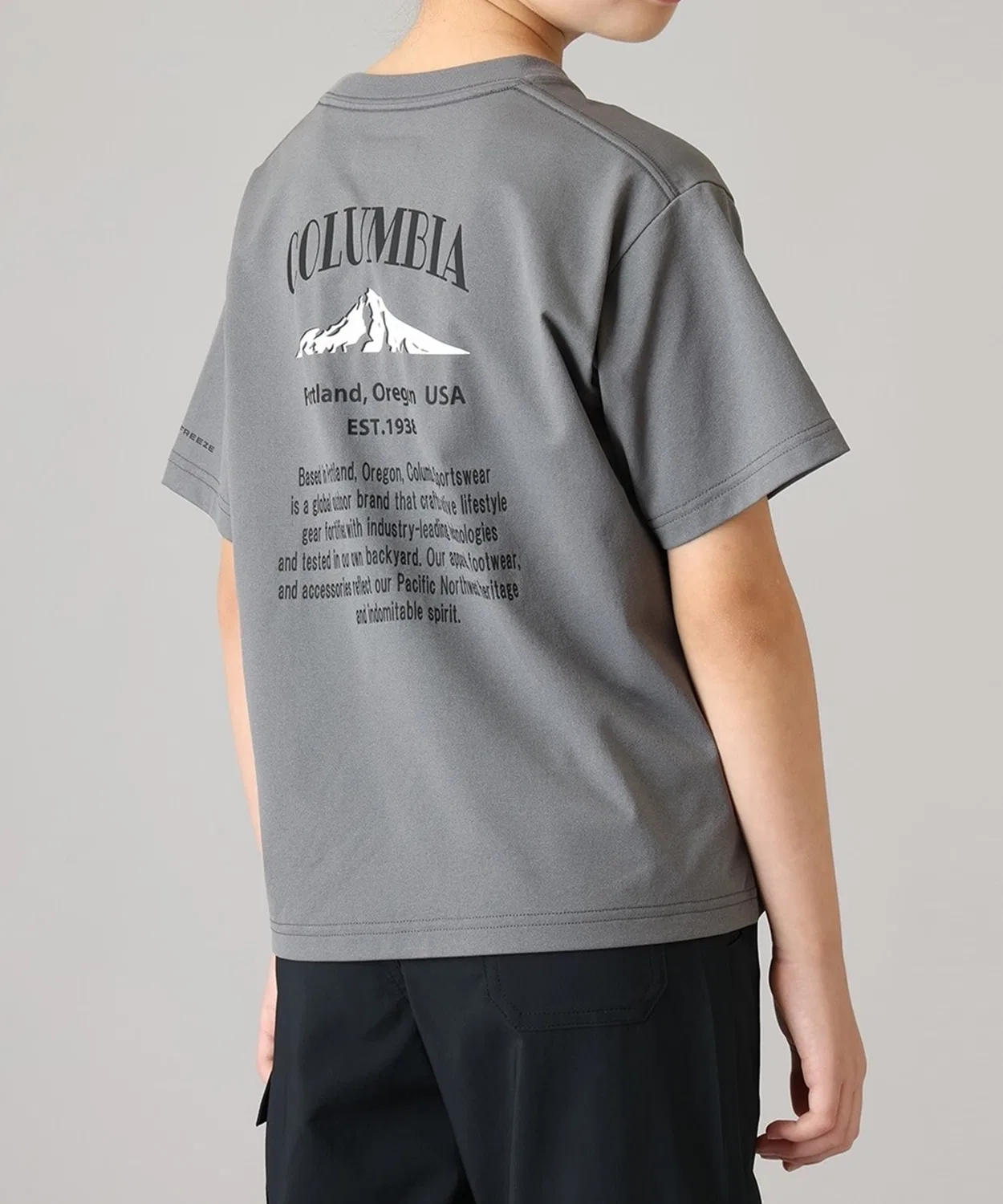 Детская футболка с коротким рукавом с принтом Columbia, Charcoal Grey/Black