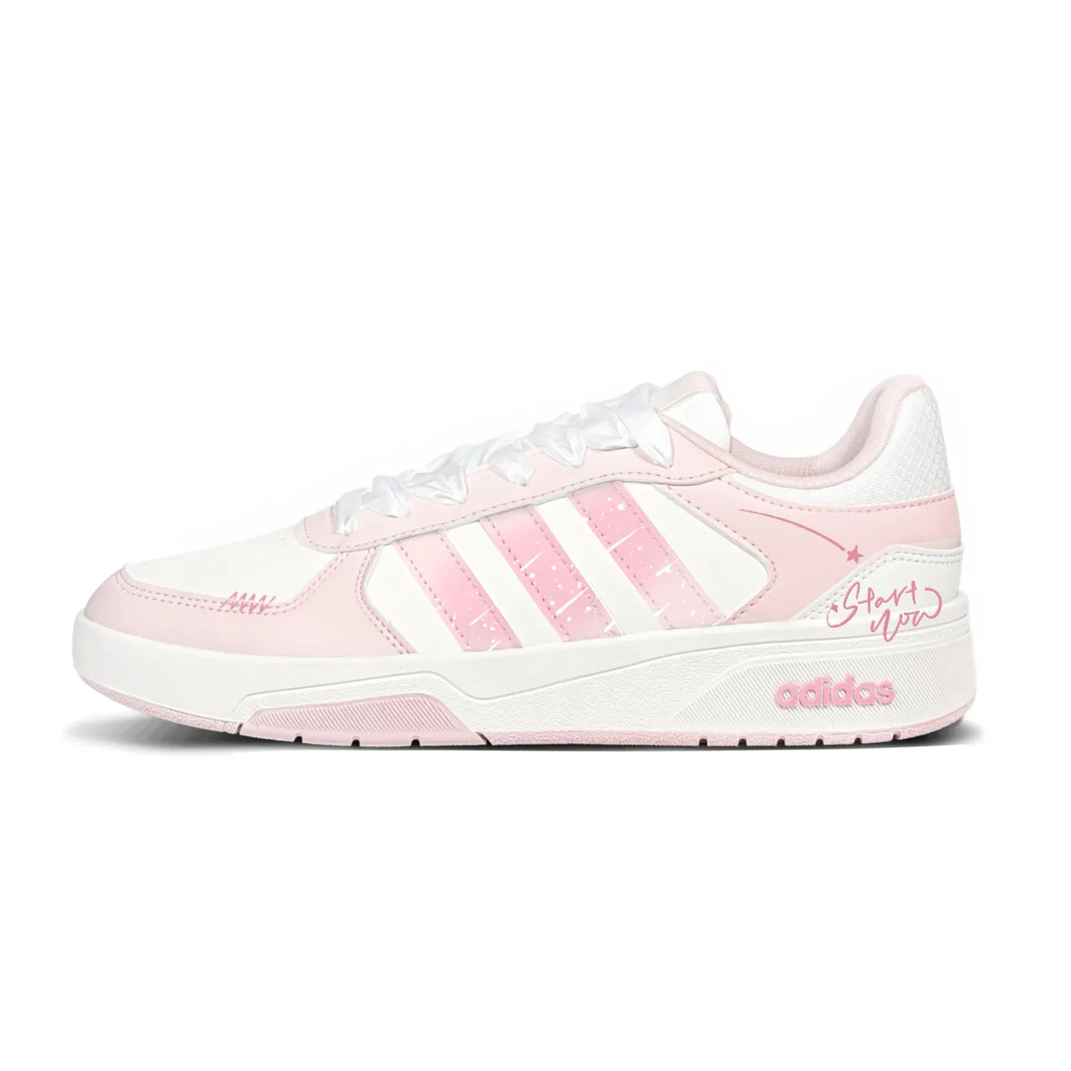 Детские скейтборд-кроссовки COURTBEAT с низким верхом Adidas, Pink White — фото 3