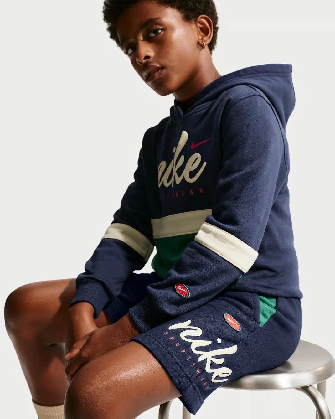 Детские шорты из французской махровой ткани Nike Sportswear Club, Midnight Navy — фото 4