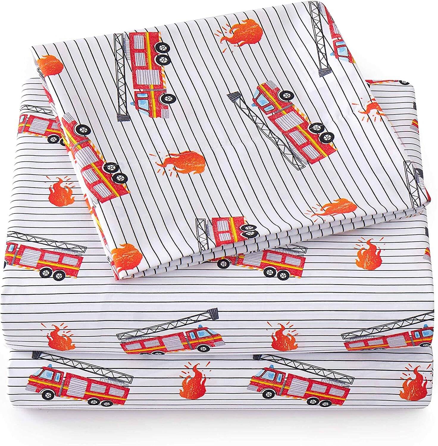 

Комплект постельного белья Sweet Home Collection Cozy Bedding Fire Truck, 4 предмета, белый/красный