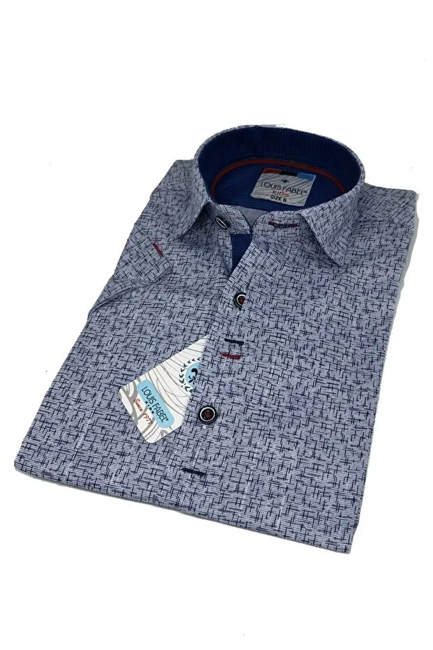Детская рубашка для мальчиков с коротким рукавом Louis Kids, Navy Blue — фото 4