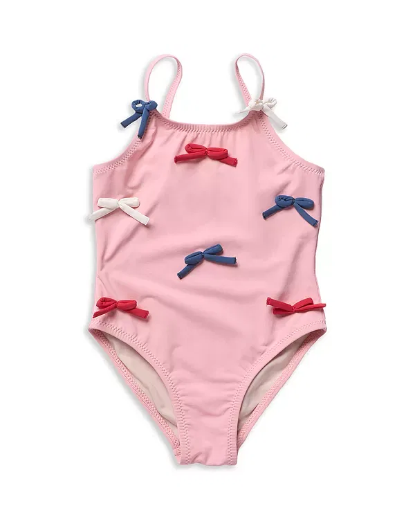 Детский купальник для девочек с принтом Lottie Bows Pink Chicken, Pink Bows