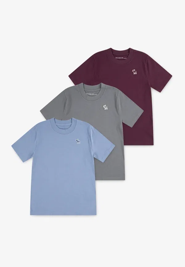 Комплект из 3 футболок унисекс - базовая футболка Abercrombie & Fitch, синий/темно-коричневый/хаки — фото 3