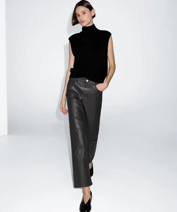 Классические брюки прямого кроя с восковой отделкой, Massimo Dutti — фото 2