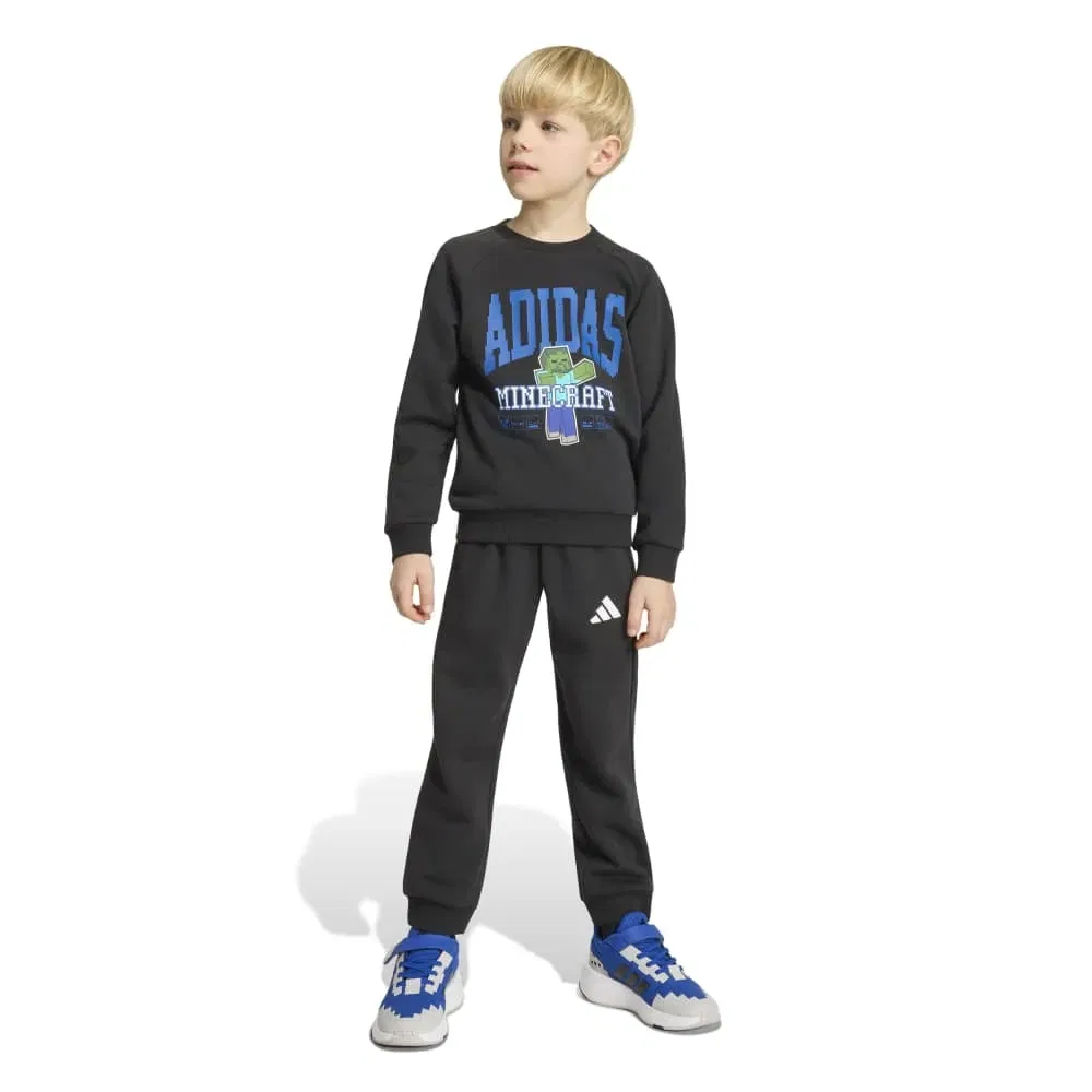 Детский спортивный комплект для девочек с принтом Minecraft Adidas, Black