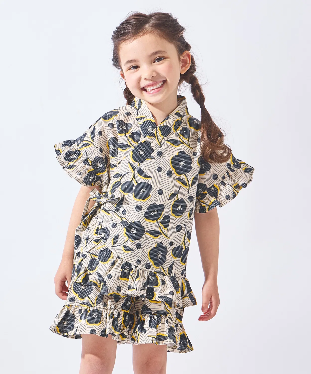 Детское кимоно (юката) для девочек ever closet, комплект из двух предметов, бежевый