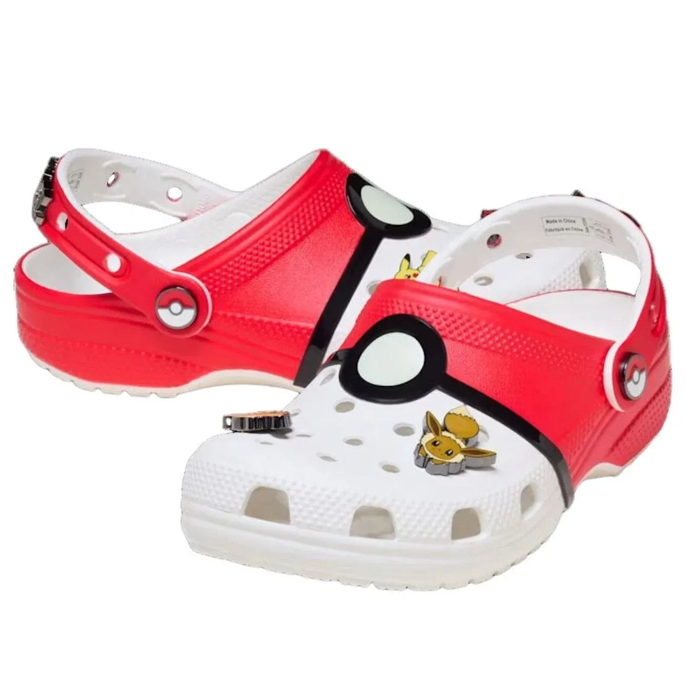Детские сандалии с резиновым верхом Pokemon Classic Clog 'Poke Ball' Crocs, белый — фото 2