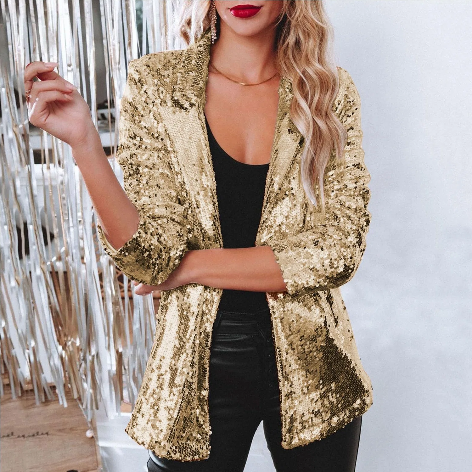 Женская куртка с блестками Donna Paillettes, Gold — фото 3