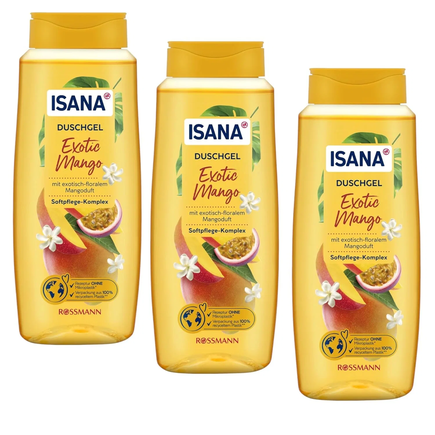 Гель для душа Mango, Isana, 3 x 500 мл