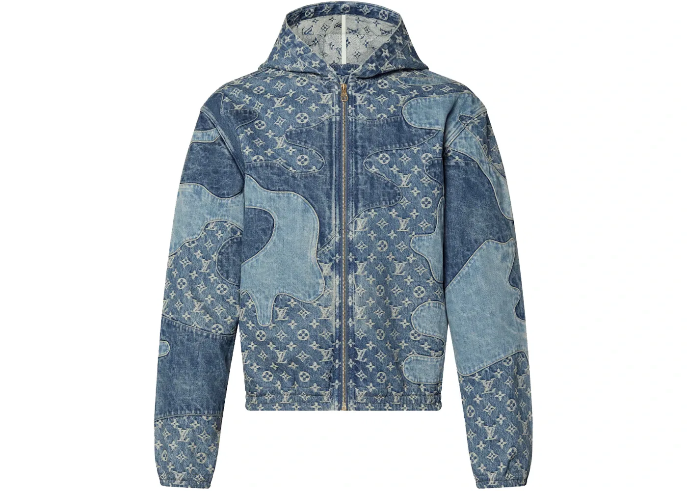 Мужской худи с пэчворком Denim Hoodie Louis Vuitton, Indigo