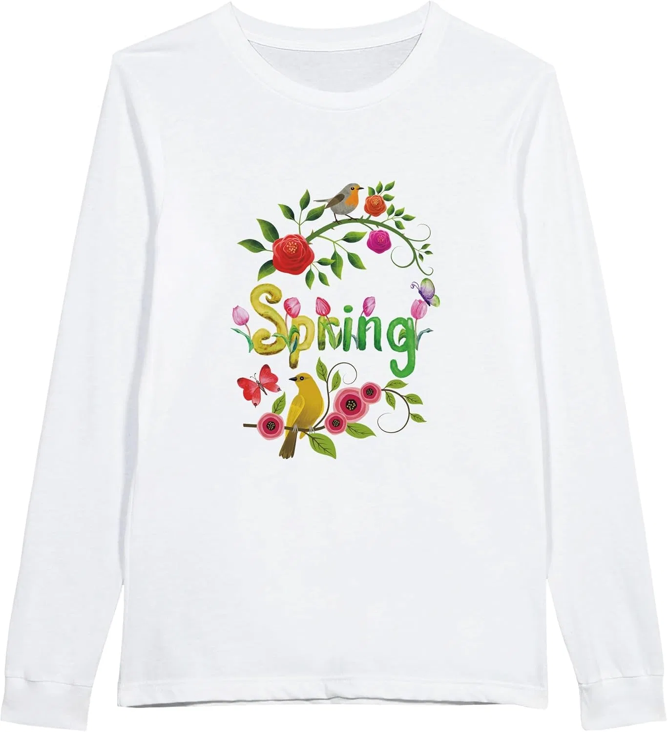 Унисекс лонгслив с принтом Spring Vibes, White