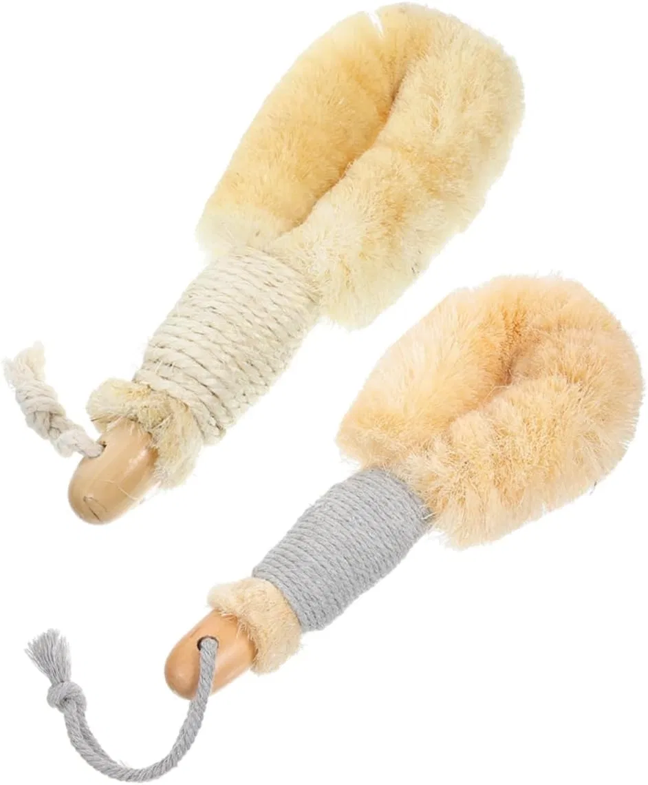Sisal Duschbürste für Sanftes Peeling, 2 Stück, SKISUNO, Beige