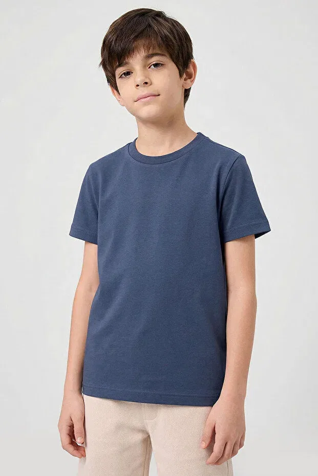 Детский комплект футболок с коротким рукавом Standard fit basic o-neck 5-pack unisex kids t-shirt Tommy Life, White-Beige-Anthracite-Gb Blend-Dark Blue — фото 2