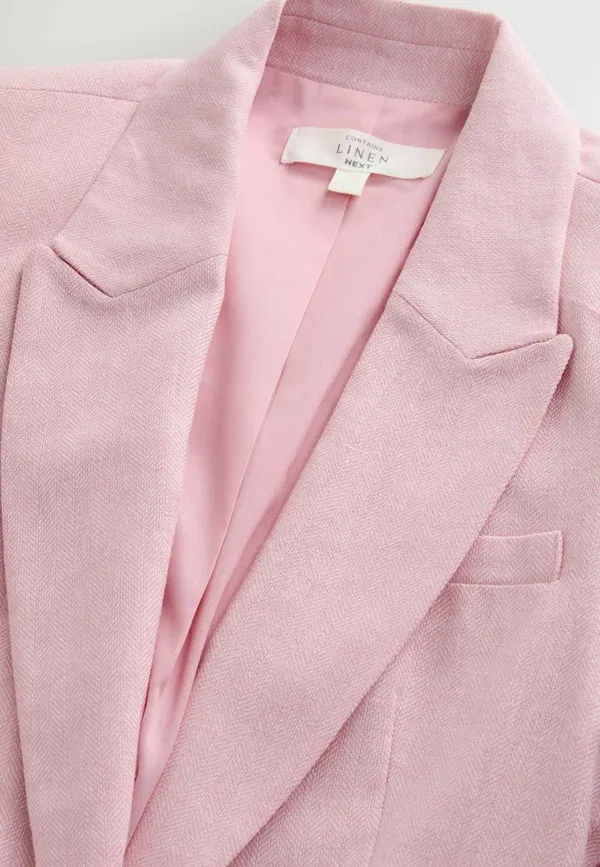 Пиджак из льна с хлопком, модель Regular Fit, Next, Pink, розовый — фото 2