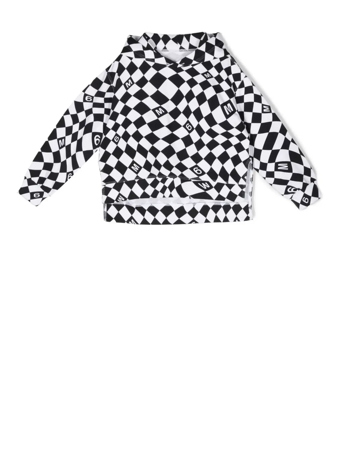 Худи с Логотипом в Клетку из Хлопка MM6 Maison Margiela, черный/белый