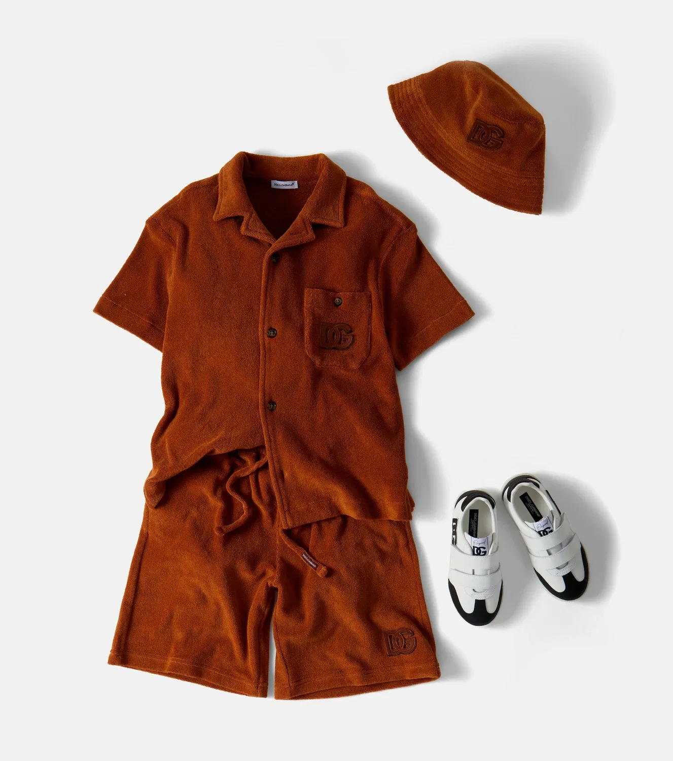 Майка-поло из махрового хлопка Dolce&Gabbana Kids, коричневый — фото 2