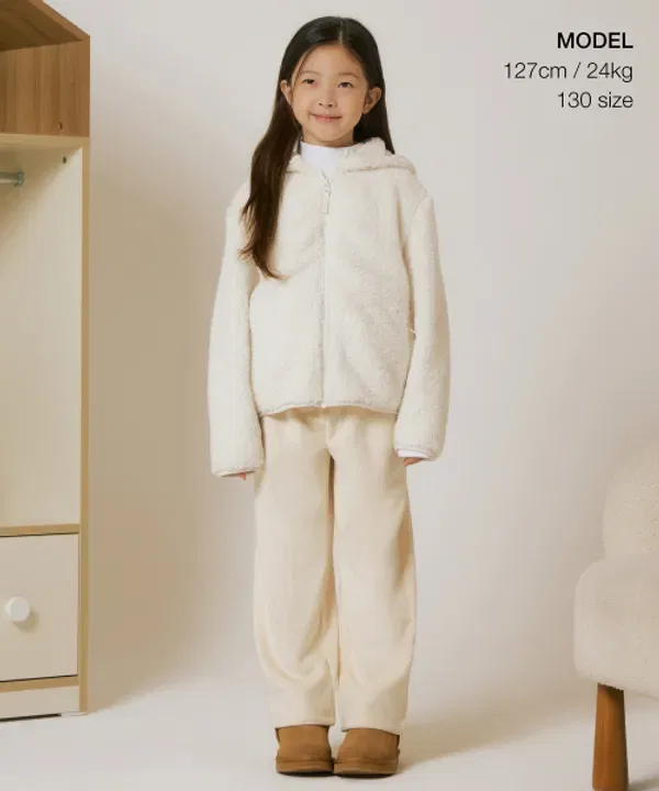Худи на молнии с ушами из флиса, Musinsa Standard Kids, слоновая кость — фото 2