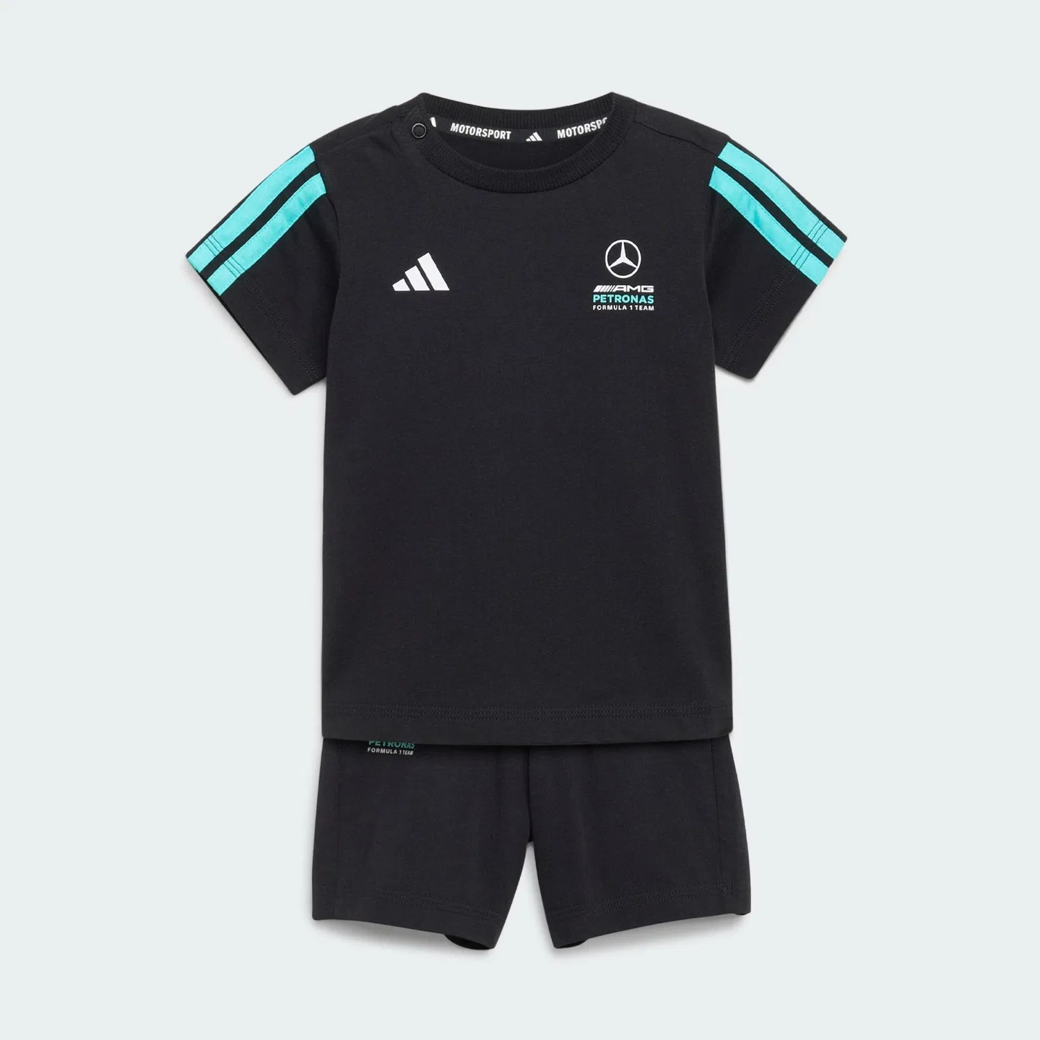Детский спортивный костюм с коротким рукавом Mercedes-AMG Petronas Formula 1 Team DNA Baby, Adidas, Цвет Schwarz / Turkis