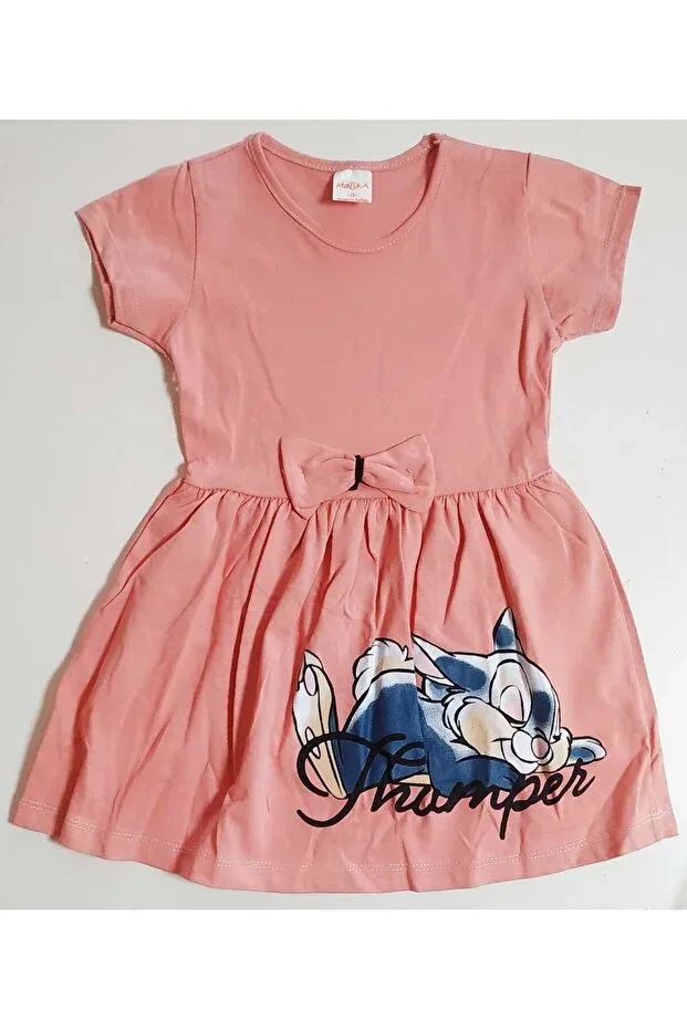 Детское платье для девочек хлопковое Rabbit Printed Cotton Combed Dress Neocotton, Salmon