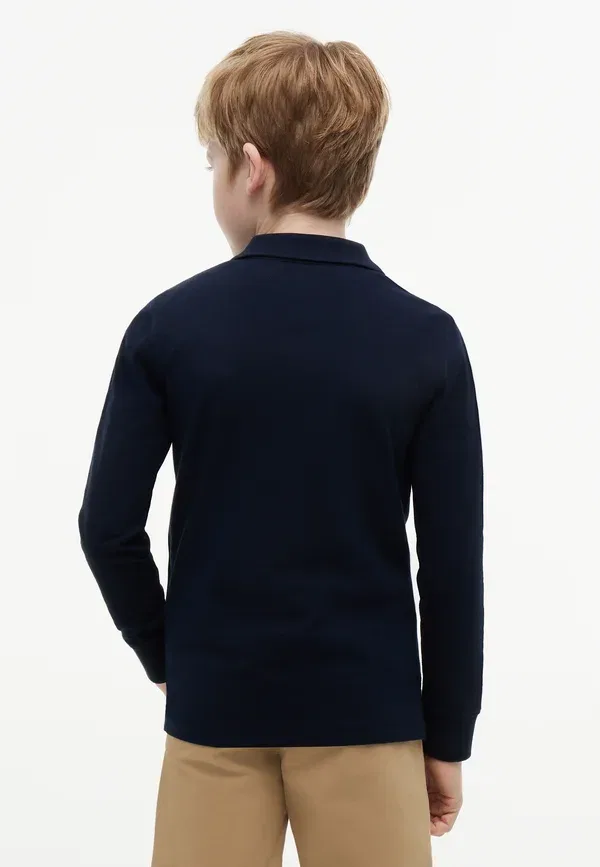 Футболка поло хлопковая Long sleeved top Tommy Hilfiger, dark night темно-синий — фото 3