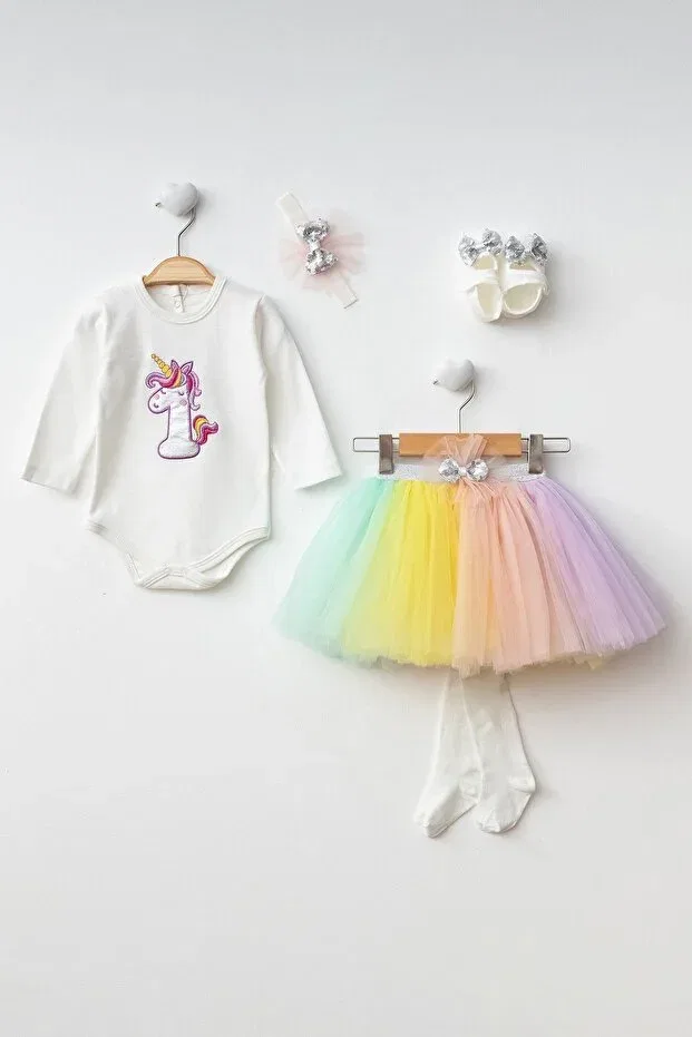 Детское платье для девочек с принтом Unicorn Birthday Dress Petite Ponpon Baby, Colored — фото 3