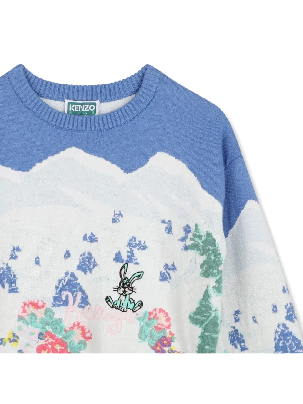Свитер вязки интарсия Kenzo Kids, белый — фото 3