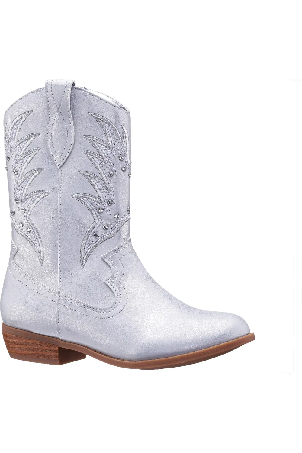 Детские ботинки вестерн с вышивкой Fillan Nina, Silver Metallic