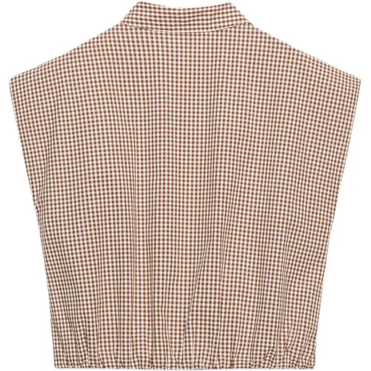 Женская рубашка с лацканами Brown/White ZARA, Brown/White — фото 3