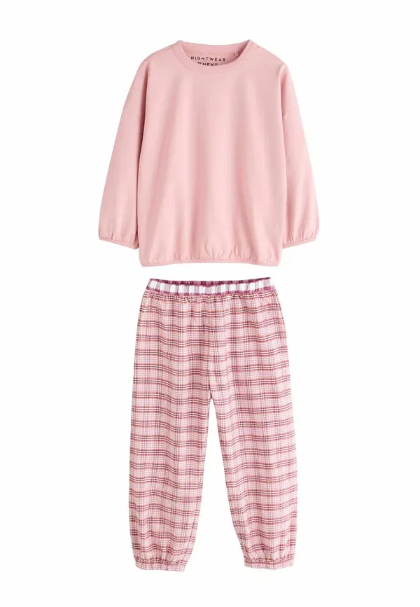 Комплект пижам из 3 предметов, хлопок, Regular fit - 3 pack set - pyjamas, Next, Pink Cream Check, розовый/кремовый — фото 4