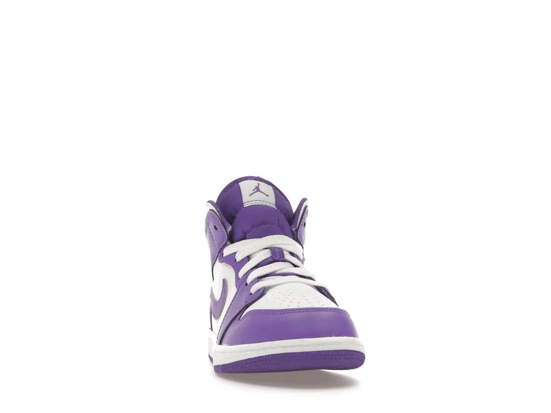 Детские кроссовки с принтом Jordan 1 Mid Jordan, Purple Venom / White — фото 2