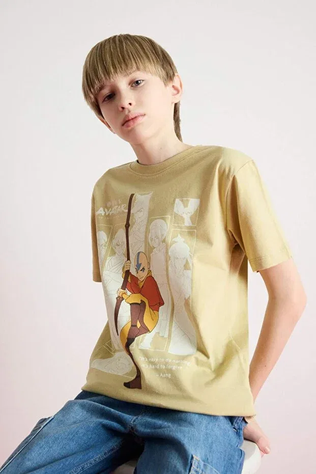 Детская футболка с принтом The Last Airbender Crew Neck Short Sleeve T-Shirt Defacto, Yellow Yl515