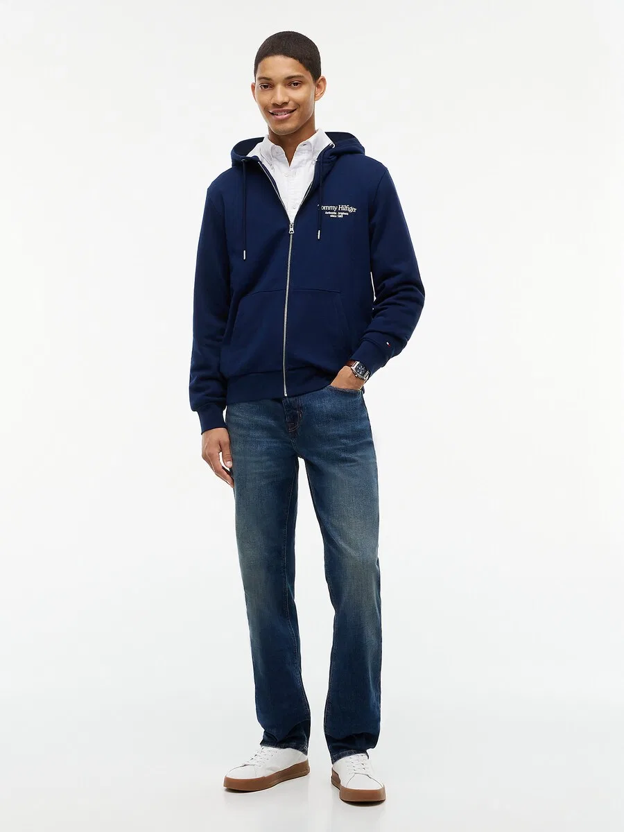 Толстовка на молнии TOMMY HILFIGER, темно-синяя — фото 3