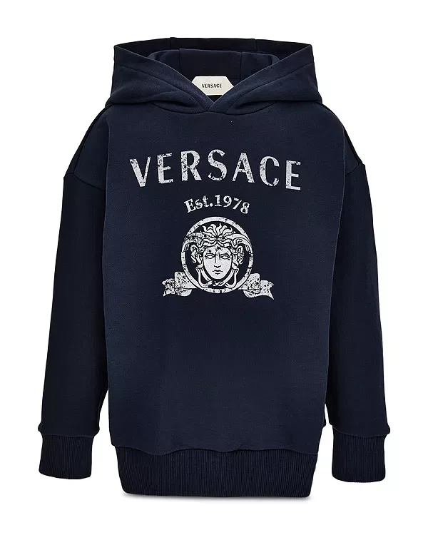 Детская толстовка с принтом Versace, Dark Blue+White