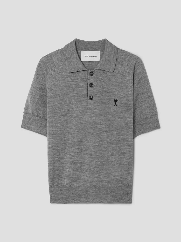 Свитер Polo с контрастным Ami De Coeur AMI PARIS, Grey