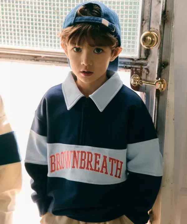 Свитшот с полузастежкой, оверсайз, Brownbreath Kids, navy