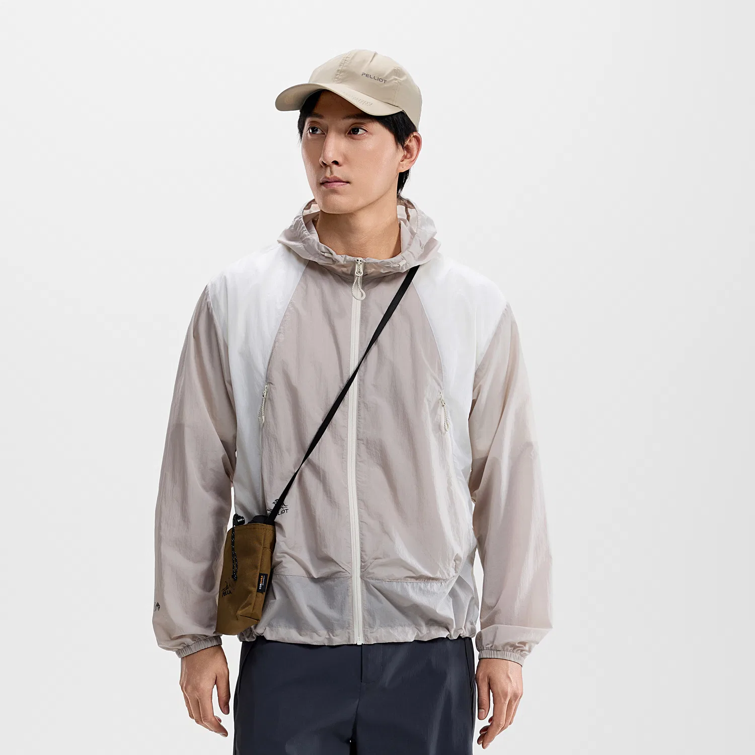 Детская ветровка с защитой от солнца PELLIOT, Pumice Gray+Light Cloud White — фото 4