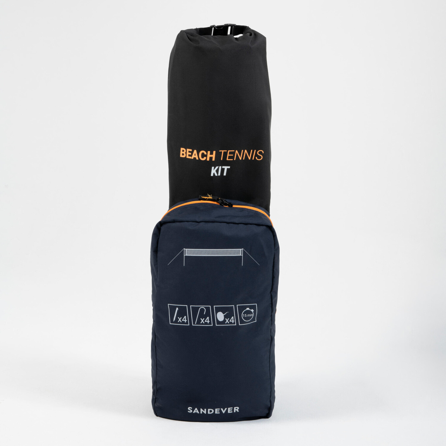 Комплект для пляжного тенниса BTK500 R (стойки, сетка) SANDEVER, черный/оранжевый — фото 3