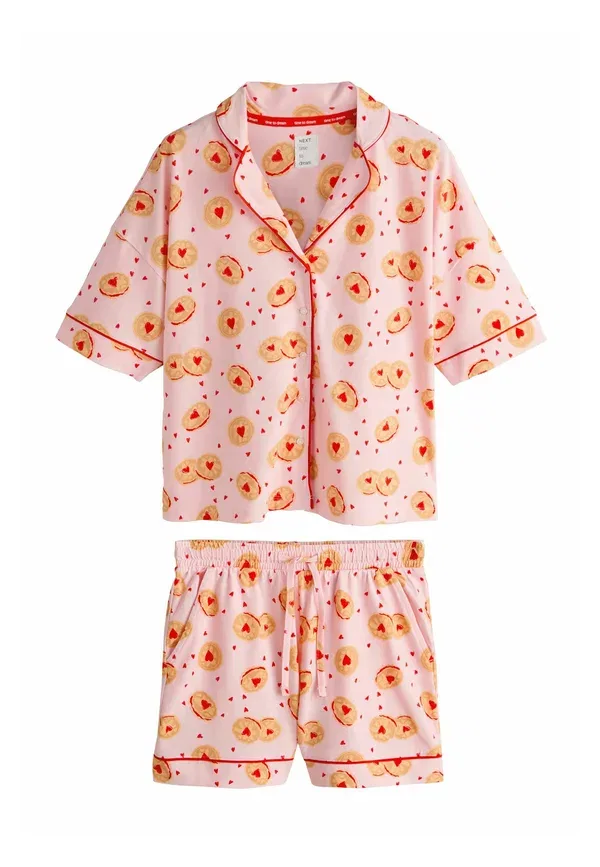 Пижамный комплект, хлопок, Petite fit -button through set, Next, pink biscuit, розовый