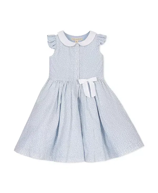 Детское платье для девочек без рукавов с рюшами Peter Pan Collar Dress Hope & Henry, Blue Chateau Ditsy