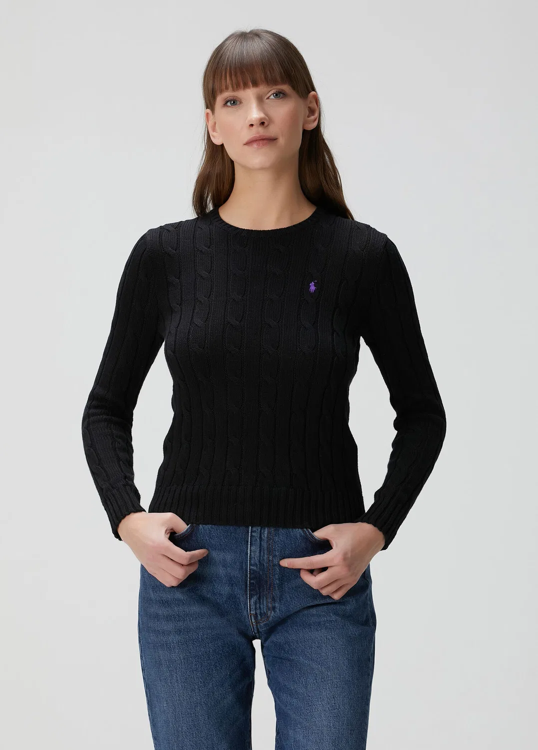 Трикотажный свитер с косами Polo Ralph Lauren, black — фото 3